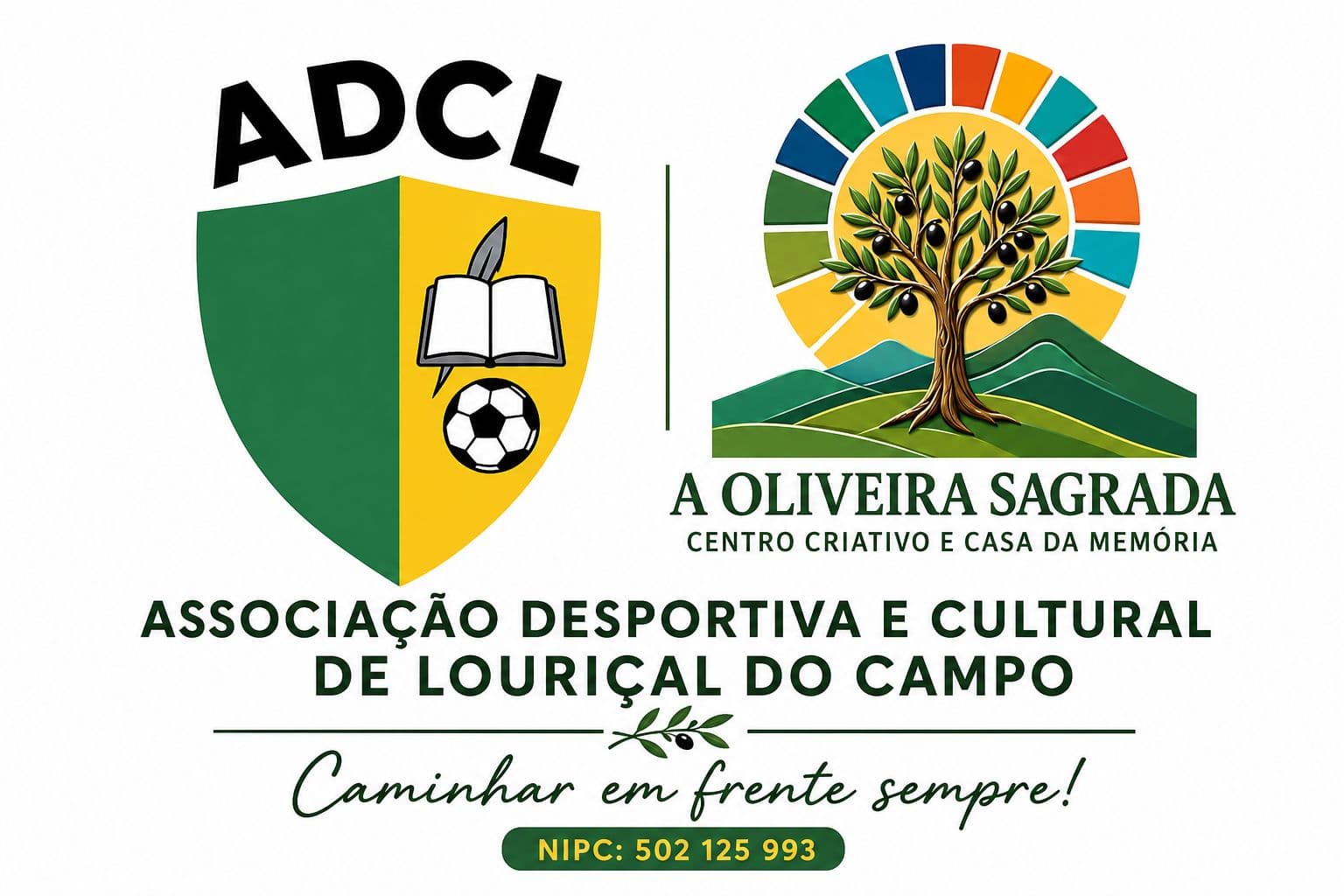 Identificação da ADCL e de A Oliveira Sagrada — Centro Criativo e Casa da Memória